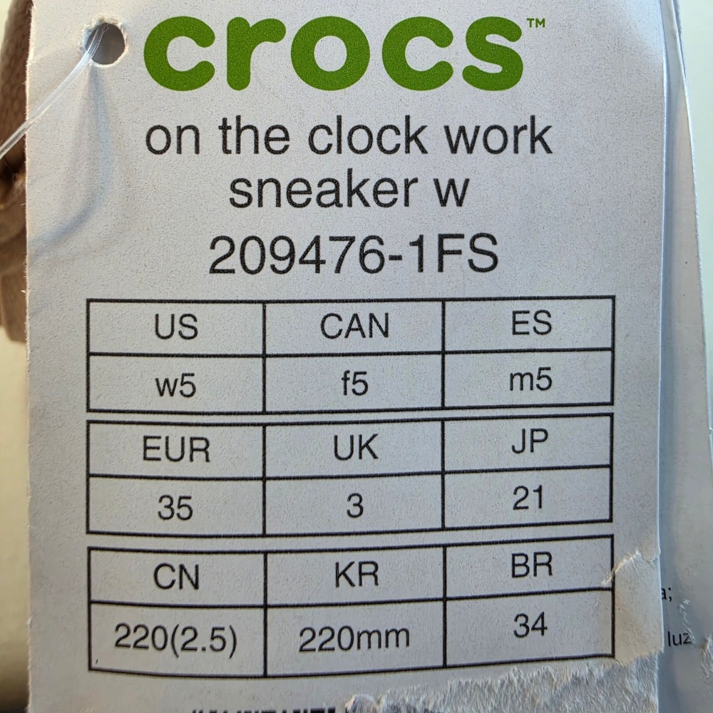 Crocs Womens On The Clock Work Sneaker Grey Pink Slip Resistant 209476-1FS Sz 5 - Picture 12 of 12